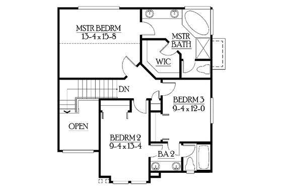 Floor Plan - Upper Floor for Craftsman House Plan #132-263 - 3 bed, 3 bath