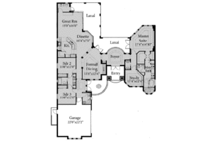 Floor Plan - Main Floor for European House Plan #115-116 - 3 bed, 4 bath