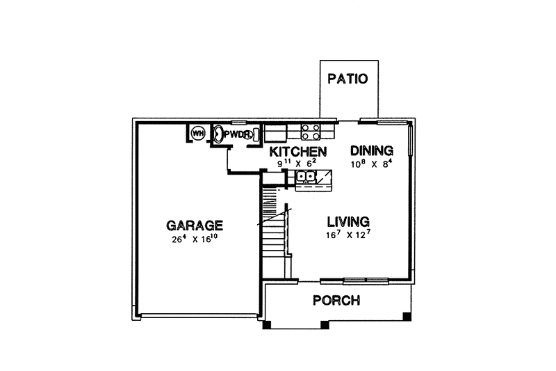 Architectural House Design - Floor Plan - Main Floor for Country House Plan #472-281 - 3 bed, 2.5 bath