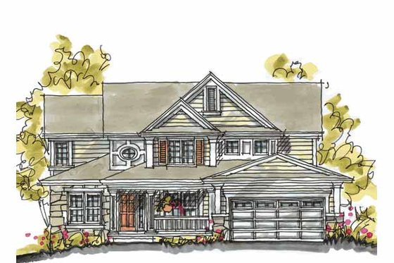 Exterior - Front Elevation 3 for Traditional House Plan #20-2232 - 4 bed, 2.5 bath