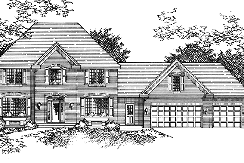 Home Plan - Exterior - Front Elevation 3 for European House Plan #51-911 - 4 bed, 2.5 bath