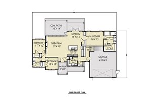 Floor Plan - Main Floor for Farmhouse House Plan #1070-91 - 3 bed, 2 bath