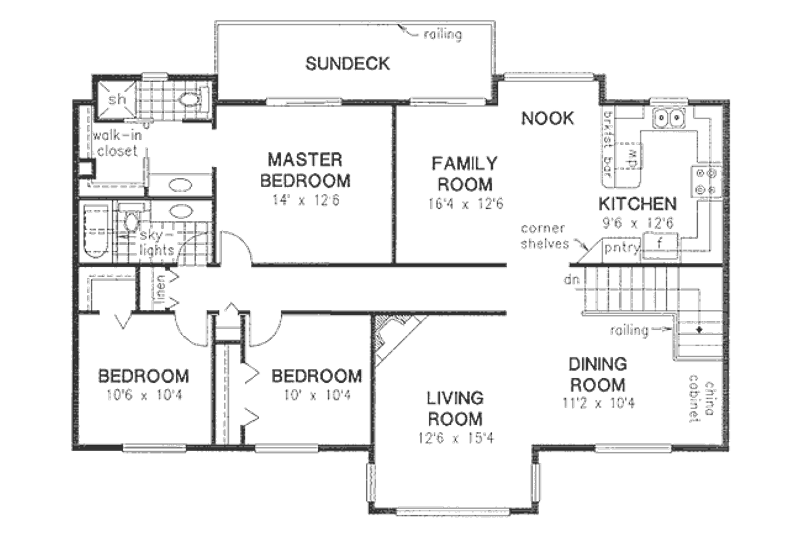 Architectural House Design - Floor Plan - Main Floor for Traditional House Plan #18-8969 - 5 bed, 3 bath