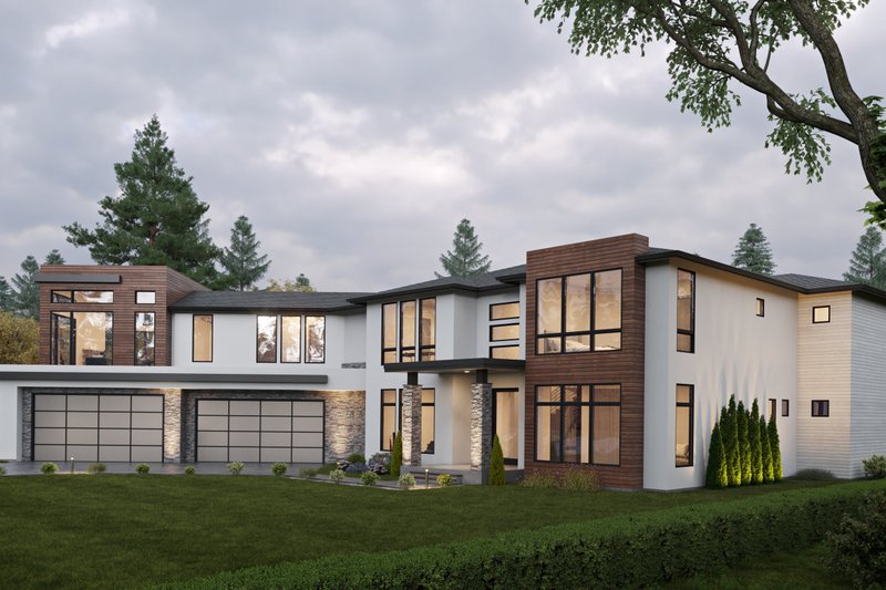 Home Plan - Exterior - Front Elevation 3 for Modern House Plan #1066-279 - 4 bed, 6 bath