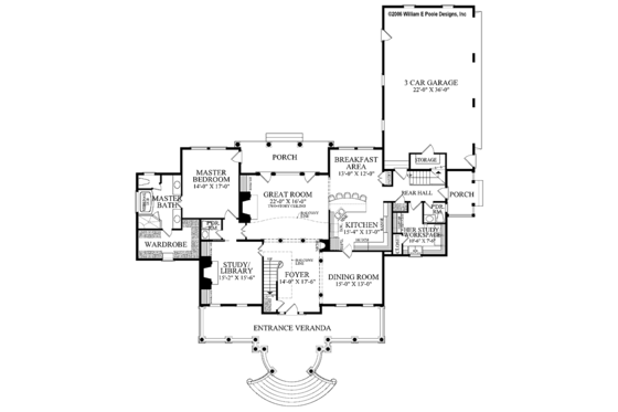 Floor Plan - Main Floor for Classical House Plan #137-328 - 4 bed, 4 bath