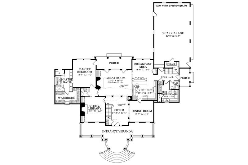 Architectural House Design - Floor Plan - Main Floor for Classical House Plan #137-328 - 4 bed, 4 bath