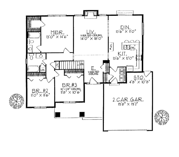 House Plan Design - Craftsman Floor Plan - Main Floor Plan #70-1302