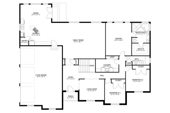 Floor Plan - Main Floor for Ranch House Plan #1060-298 - 3 bed, 2 bath