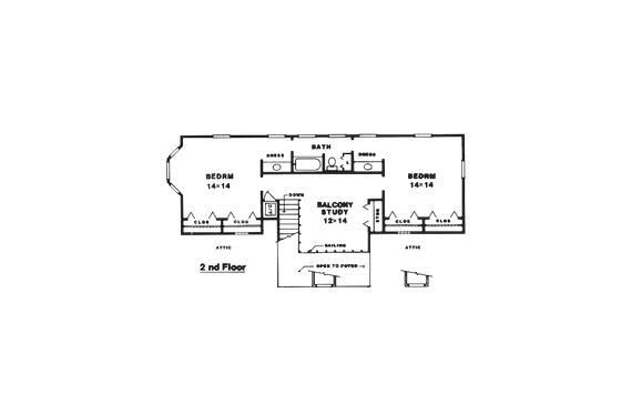 Floor Plan - Upper Floor for Country House Plan #14-207 - 3 bed, 2.5 bath