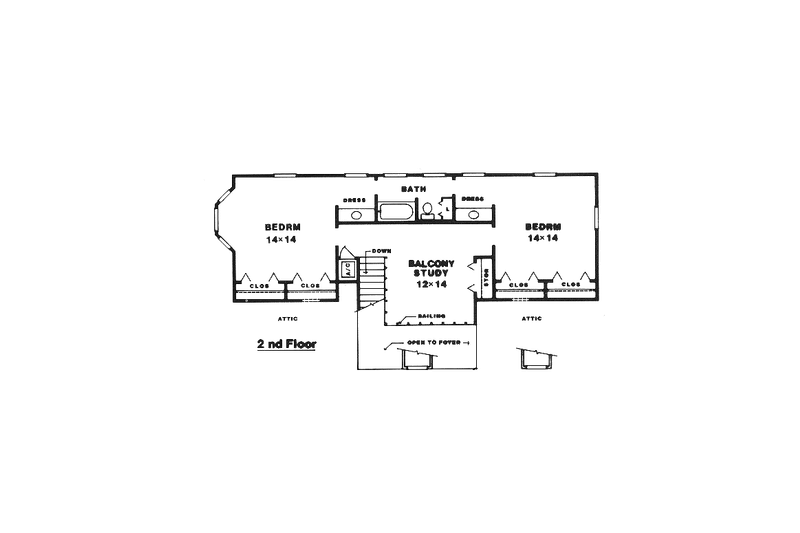 Dream House Plan - Floor Plan - Upper Floor for Country House Plan #14-207 - 3 bed, 2.5 bath