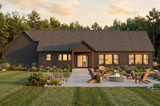 Exterior - Rear Elevation 1 for Country House Plan #1089-74 - 3 bed, 2 bath
