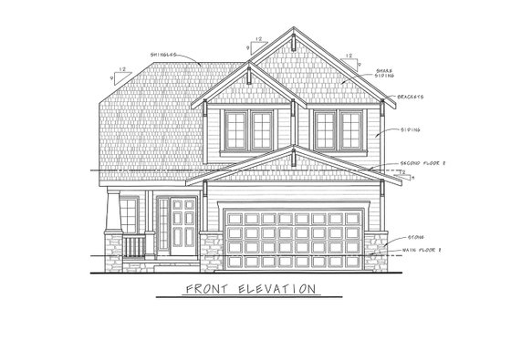 Exterior - Front Elevation 3 for Craftsman House Plan #20-1692 - 3 bed, 3 bath