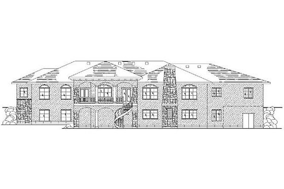 Exterior - Rear Elevation for Mediterranean House Plan #5-357 - 5 bed, 4.5 bath