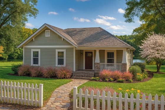 Exterior - Front Elevation for Craftsman House Plan #44-179 - 4 bed, 2 bath