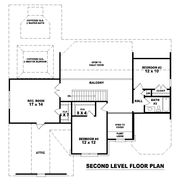 Traditional Floor Plan - Upper Floor Plan #81-970