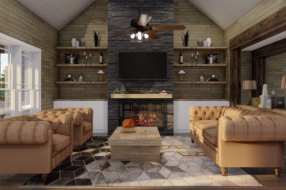 Interior - Family Room for European House Plan #17-2574 - 3 bed, 2.5 bath