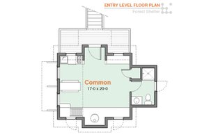 Floor Plan - Main Floor for Cabin House Plan #556-2 - 1 bed, 1 bath