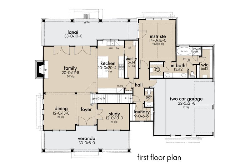 House Blueprint - Floor Plan - Main Floor for Farmhouse House Plan #120-272 - 3 bed, 2.5 bath