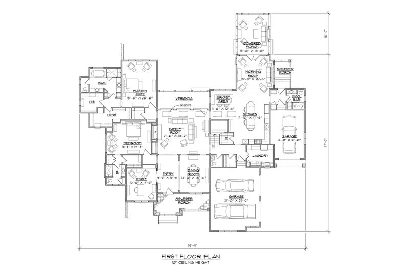 House Blueprint - Floor Plan - Main Floor for Contemporary House Plan #1054-32 - 5 bed, 6.5 bath