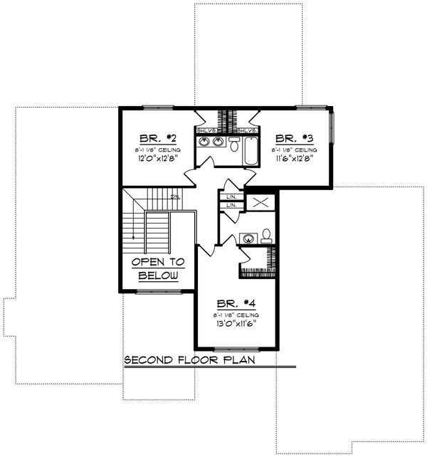 Modern Floor Plan - Upper Floor Plan #70-1430