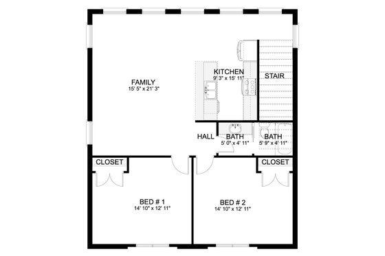 Floor Plan - Upper Floor for Colonial House Plan #1060-164 - 2 bed, 1 bath