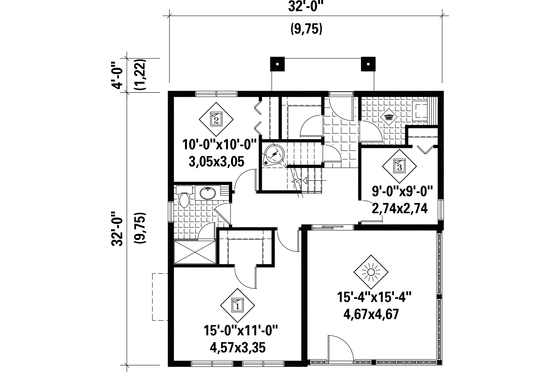 Floor Plan - Main Floor for Contemporary House Plan #25-4365 - 3 bed, 2 bath