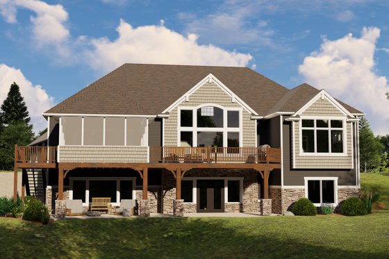 Exterior - Rear Elevation for Craftsman House Plan #1064-68 - 2 bed, 2.5 bath
