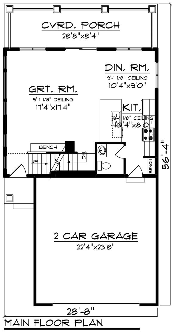 Craftsman Floor Plan - Main Floor Plan #70-1492