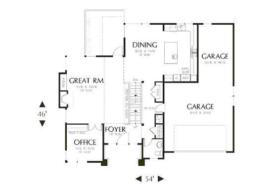Floor Plan - Main Floor for Modern House Plan #48-247 - 4 bed, 3.5 bath