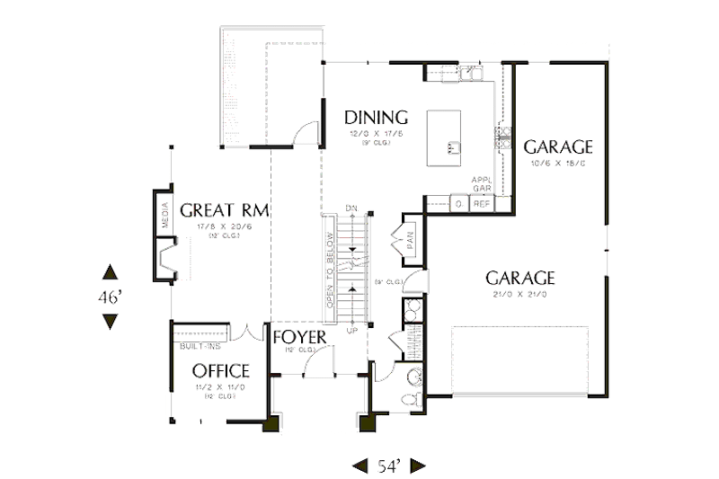 Architectural House Design - Floor Plan - Main Floor for Modern House Plan #48-247 - 4 bed, 3.5 bath