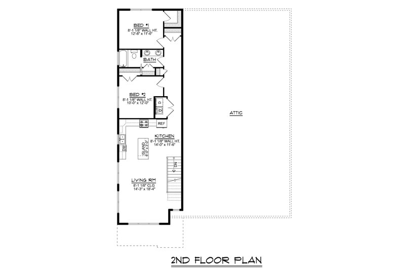 House Blueprint - Floor Plan - Upper Floor for Craftsman House Plan #1064-409 - 2 bed, 1.5 bath