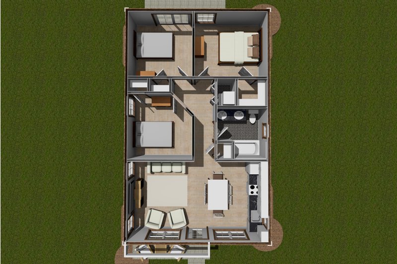 House Design - Floor Plan - Main Floor for Cottage House Plan #513-2234 - 3 bed, 1 bath
