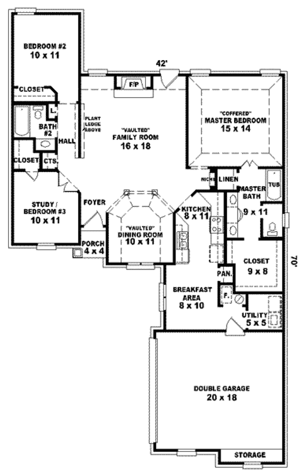 Floor Plan - Main Floor for European House Plan #81-769 - 2 bed, 2 bath