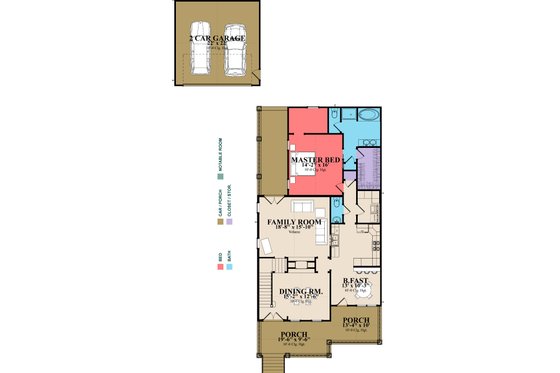 Floor Plan - Main Floor for Southern House Plan #63-264 - 3 bed, 2.5 bath