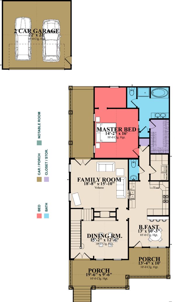 House Plan Design - Southern Floor Plan - Main Floor Plan #63-264