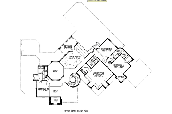 Floor Plan - Upper Floor for European House Plan #141-243 - 5 bed, 4.5 bath