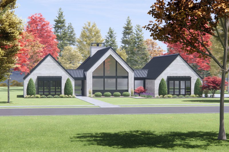 House Blueprint - Exterior - Front Elevation 5 for Modern House Plan #1096-68 - 4 bed, 3 bath