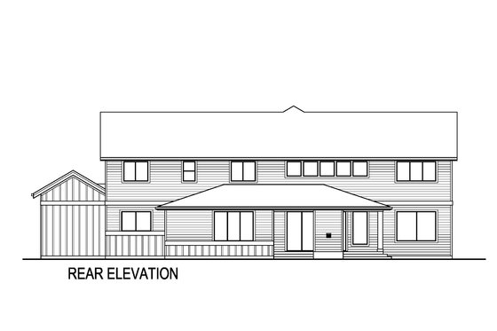 Exterior - Rear Elevation for Traditional House Plan #569-68 - 5 bed, 4.5 bath