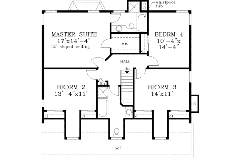 Home Plan - Floor Plan - Upper Floor for Farmhouse House Plan #3-193 - 4 bed, 2.5 bath