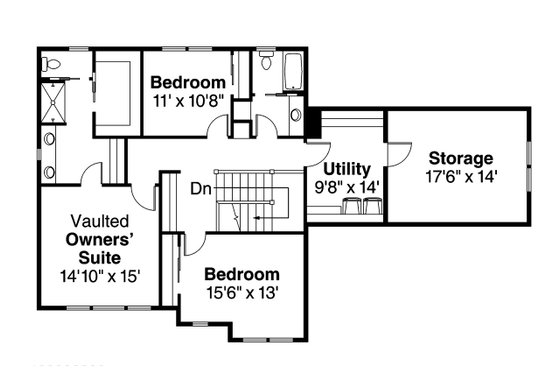 Floor Plan - Upper Floor for Country House Plan #124-968 - 3 bed, 2.5 bath
