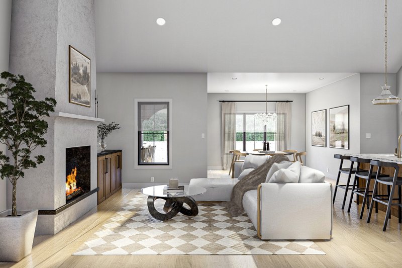 House Blueprint - Interior - Family Room for Mediterranean House Plan #455-660 - 3 bed, 2 bath