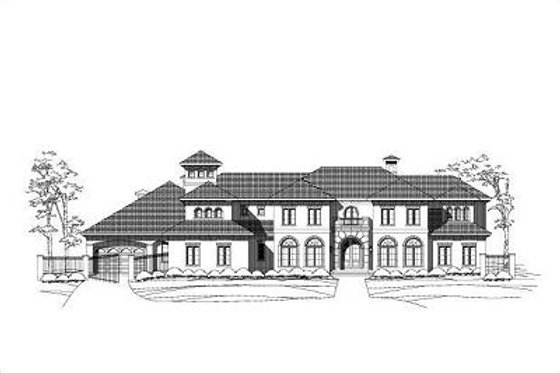 Exterior - Front Elevation for European House Plan #411-421 - 5 bed, 5.5 bath