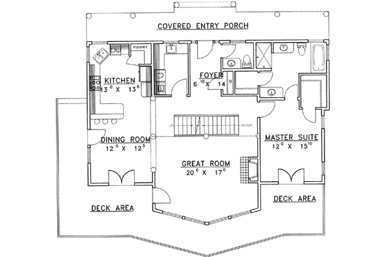 Floor Plan - Main Floor for Country House Plan #117-301 - 3 bed, 2.5 bath