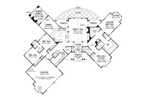 Floor Plan - Main Floor for European House Plan #929-29 - 4 bed, 3 bath