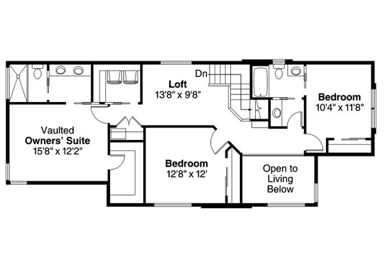 Floor Plan - Upper Floor for Modern House Plan #124-922 - 4 bed, 3 bath