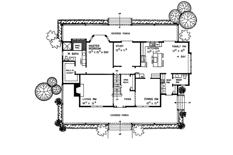 Home Plan - Floor Plan - Main Floor for Country House Plan #72-320 - 4 bed, 3 bath