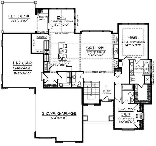 Architectural House Design - Craftsman Floor Plan - Main Floor Plan #70-918