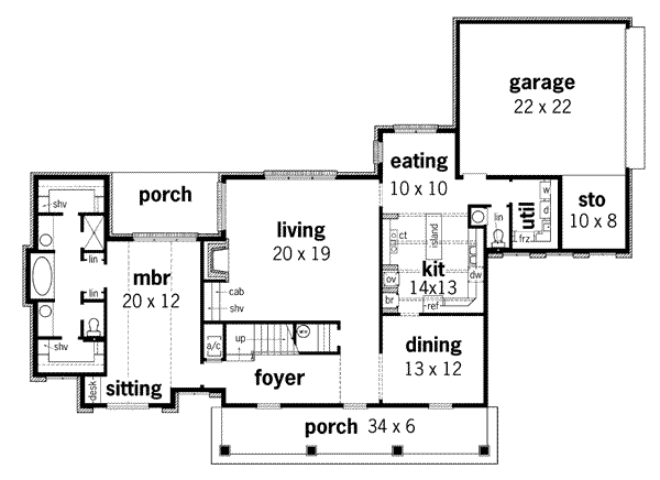 Southern Floor Plan - Main Floor Plan #45-280