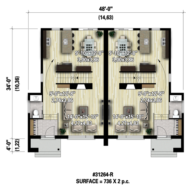 Contemporary Floor Plan - Main Floor Plan #25-4516