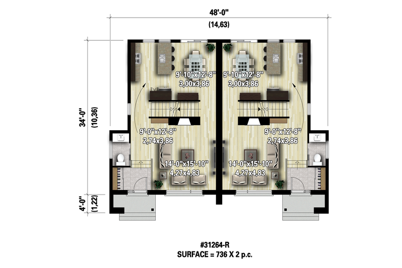 House Plan Design - Floor Plan - Main Floor 1 for Contemporary House Plan #25-4516 - 6 bed, 2 bath